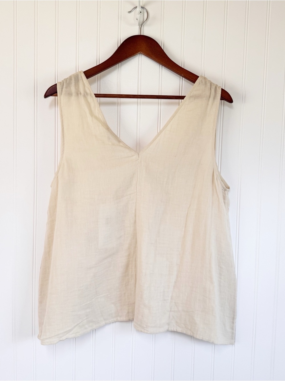 JOHNNY WAS Calme Drape Tank Top XL Cream Sleeveless Cotton Minimalist Lagenlook - Picture 4 of 10